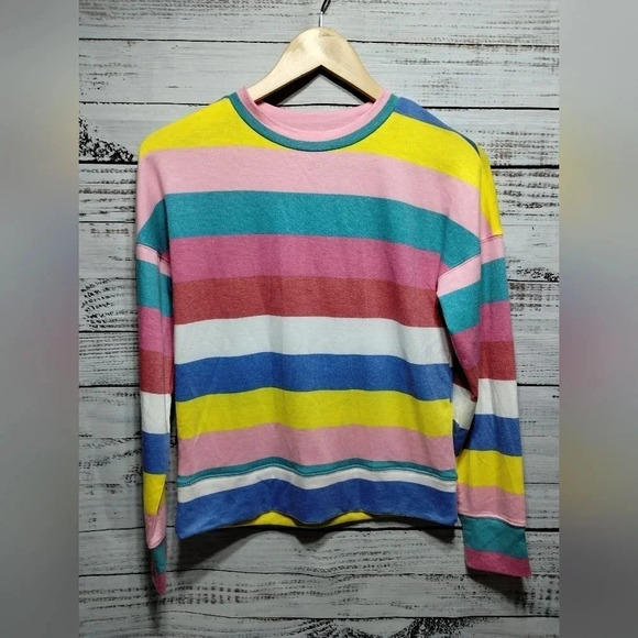 Arizona Printed Striped Long Sleeve Shirt in Multicolor size S 90s Y2K Rainbow - Picture 4 of 4